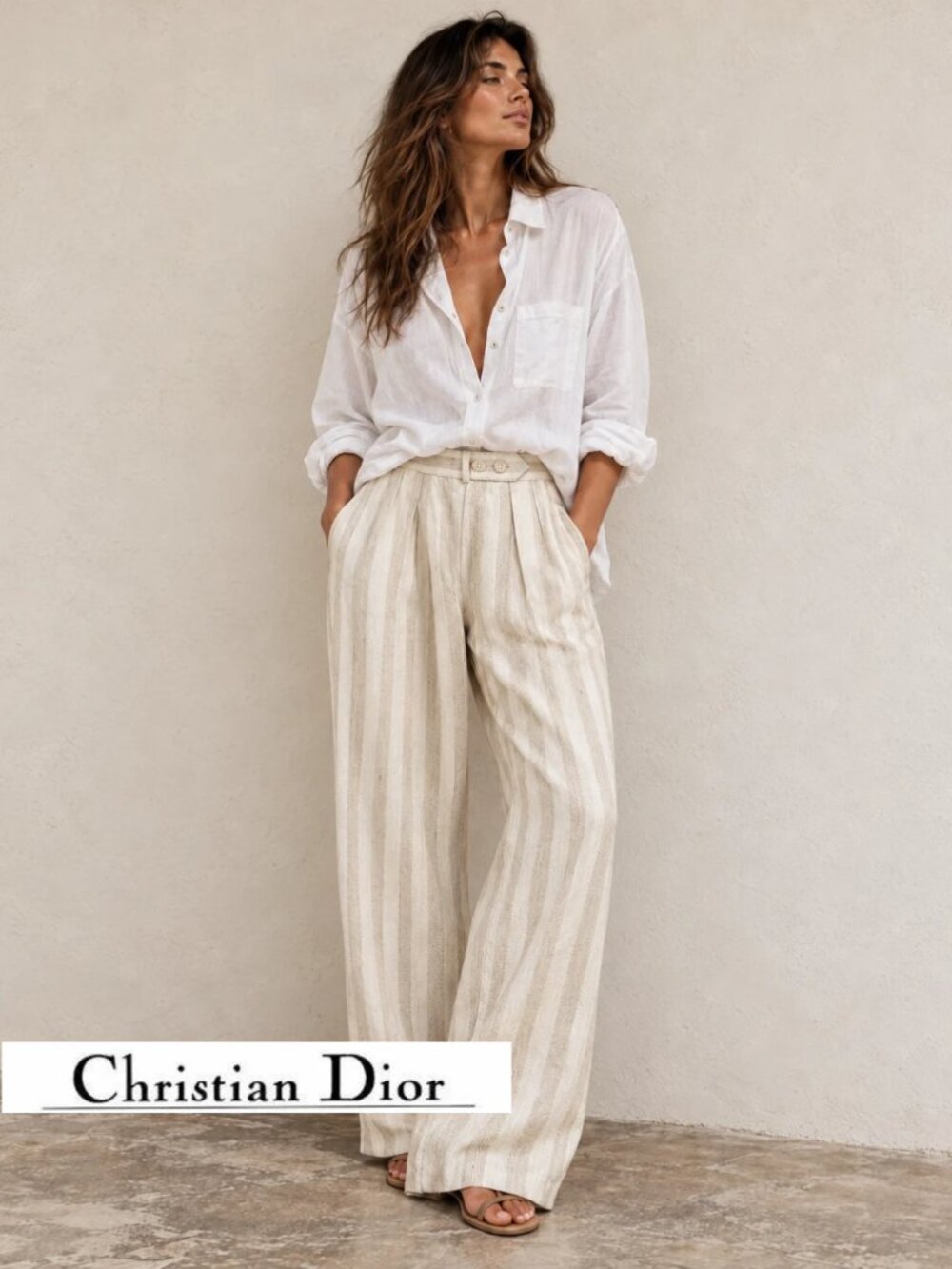 Vintage Christian Dior Separates Striped High Rise Pants | Italian Fabric